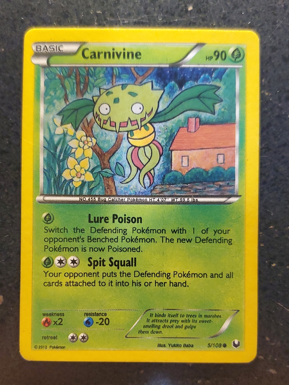 Pokemon Carnivine Card - green, yellow